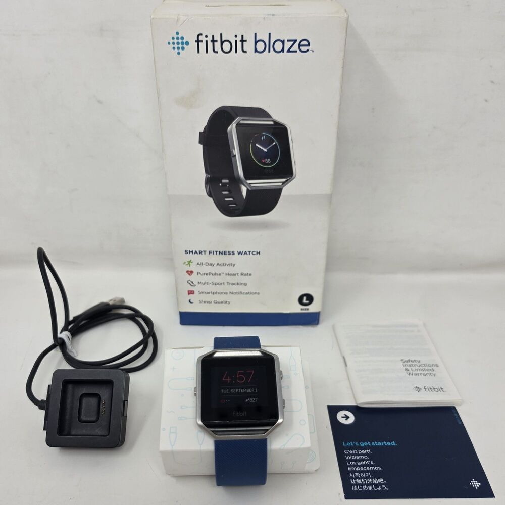 Fitbit Blaze Smart Fitness Watch Large FB502SBKL with Box Paperwork Tested Works